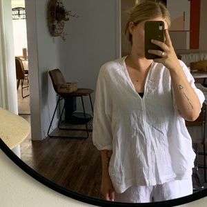 Grade & Gather White Linen Blocse